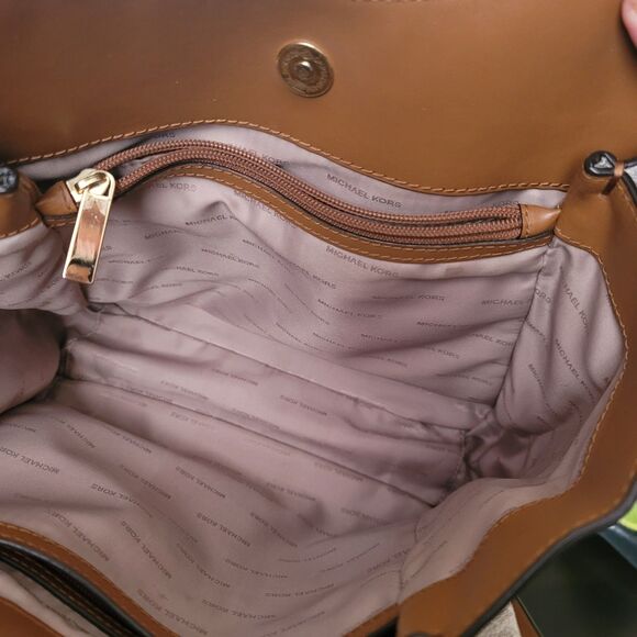 Michael Kors Newbury Shoulder Tote Bag Medium Vanilla Acorn Chain Hobo White Tan - Picture 16 of 16